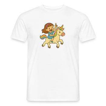 Petite cavalière sur licorne magique - T-shirt homme - blanc - Devant - AI Model Male 178 dark (178cm)