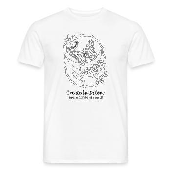 Created With Love – Schmetterling & Chaos - Männer T-Shirt - Weiß - Vorne - AI Model Male 178 dark (178cm)