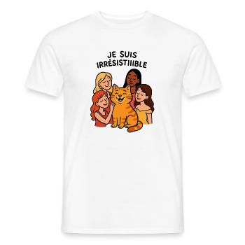 Chat irrésistible - T-shirt homme - blanc - Devant - AI Model Male 178 dark (178cm)