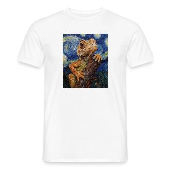 Lézard Van Gogh Style Nuit étoilée - T-shirt homme - blanc - Devant - AI Model Male 178 dark (178cm)