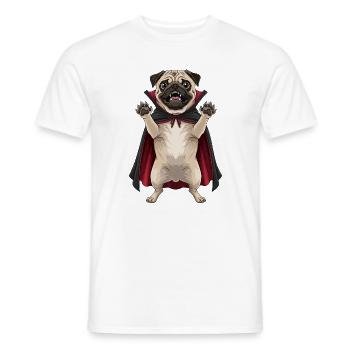 Mignon Halloween Vampire Chien Carlin Dessin animé Monstre - T-shirt homme - blanc - Devant - AI Model Male 178 dark (178cm)