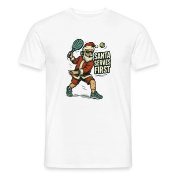 Père Noël Padel Imprimer Humour - T-shirt homme - blanc - Devant - AI Model Male 178 dark (178cm)