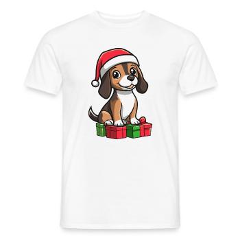 Beagle Hund Weihnachten Geschenke - Männer T-Shirt - Weiß - Vorne - AI Model Male 178 dark (178cm)