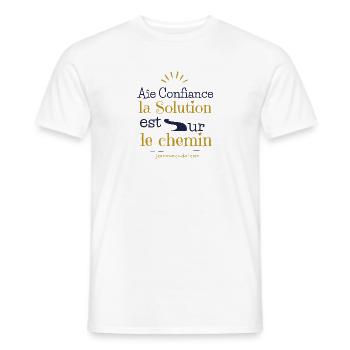 Awaken, Life awaits you - Men's T-Shirt - white - Front - AI Model Male 178 dark (178cm)