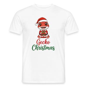 Gecko Christmas Santa Gift - Men's T-Shirt - white - Front - AI Model Male 178 dark (178cm)