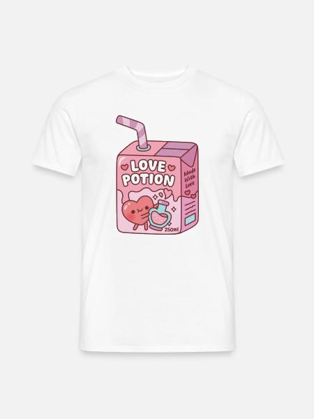 Cute Heart Love Potion Juice Box Funny - Mænd T-shirt - hvid