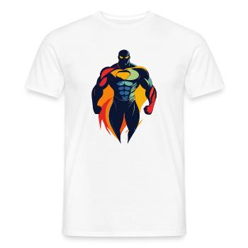 Farbenstarker muskulöser Superheld mit Umhang - Männer T-Shirt - Weiß - Vorne - AI Model Male 178 dark (178cm)