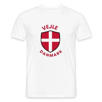 Vejle Denmark's Flag Shield - Men's T-Shirt - white - Front - AI Model Male 178 dark (178cm)
