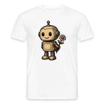 Robot mit Blume - Männer T-Shirt - Weiß - Vorne - AI Model Male 178 dark (178cm)