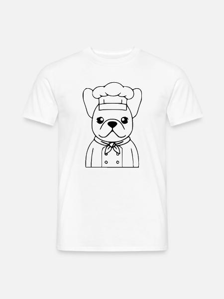 Frenchie Chef Baker Outline - Men's T-Shirt - white