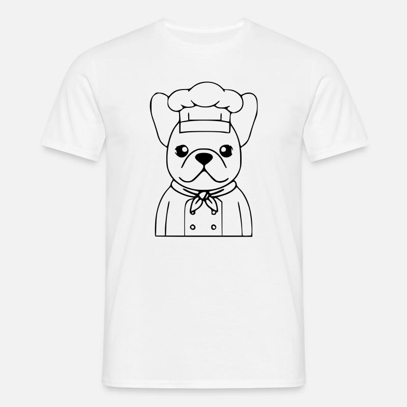 Frenchie Chef Baker Outline - Men's T-Shirt - white