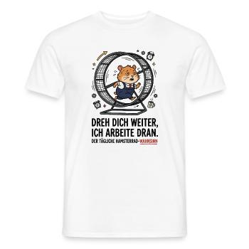 Hamsterrad Arbeit Alltag Stress Humor - Männer T-Shirt - Weiß - Vorne - AI Model Male 178 dark (178cm)