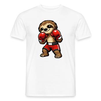Boxendes Faultier kämpfer - Männer T-Shirt - Weiß - Vorne - AI Model Male 178 dark (178cm)