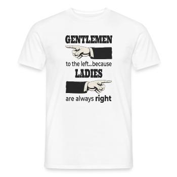 Messieurs à gauche – les dames ont toujours RAISON - T-shirt homme - blanc - Devant - AI Model Male 178 dark (178cm)