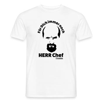Stromberg Outline Gesicht Mit Spruch Herr Chef - Männer T-Shirt - Weiß - Vorne - AI Model Male 178 dark (178cm)