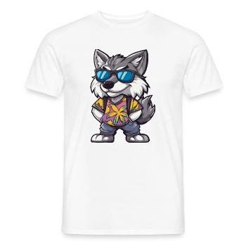 Wolf Comic Urlaub - Männer T-Shirt - Weiß - Vorne - AI Model Male 178 dark (178cm)