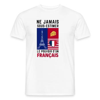 Éiffel et Coeur Français - T-shirt homme - blanc - Devant - AI Model Male 178 dark (178cm)