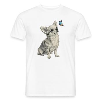 Chihuahua mit Schmetterling Hund Motiv - Männer T-Shirt - Weiß - Vorne - AI Model Male 178 dark (178cm)