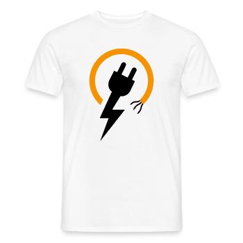 Electrician logo with lightning bolt and plug - Men's T-Shirt - white - Front - AI Model Male 178 dark (178cm)