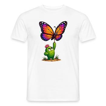 Bunter Schmetterling trifft Kaktusheld - Männer T-Shirt - Weiß - Vorne - AI Model Male 178 dark (178cm)