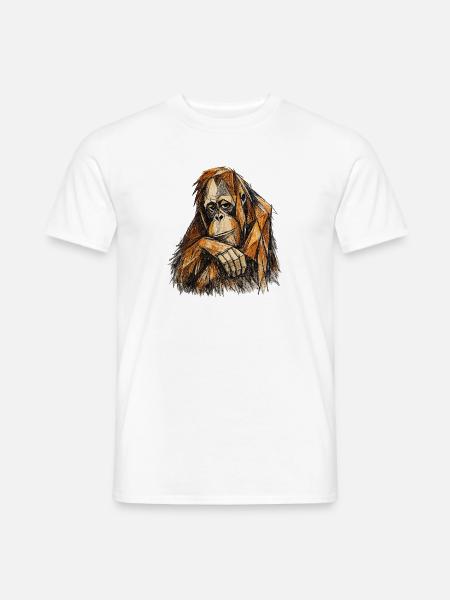 Geometric Orangutan Portrait - Men's T-Shirt - white
