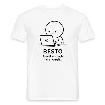 Besto – Assez bien c’est assez | Motivation au travail - T-shirt homme - blanc - Devant - AI Model Male 178 dark (178cm)