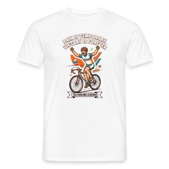 70s Vintage Cycling Poster Pain Is Temporary - Men's T-Shirt - white - Front - AI Model Male 178 dark (178cm)