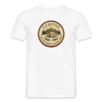 Campingpatch Bergwald Zeltmotiv - Männer T-Shirt - Weiß - Vorne - AI Model Male 178 dark (178cm)