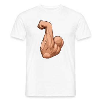 Muscle Arm Flex Illustration (Arm Wrestling Forearm) - Men's T-Shirt - white - Front - AI Model Male 178 dark (178cm)
