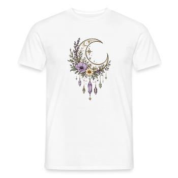 Moonflower Crystal Pendant - Men's T-Shirt - white - Front - AI Model Male 178 dark (178cm)
