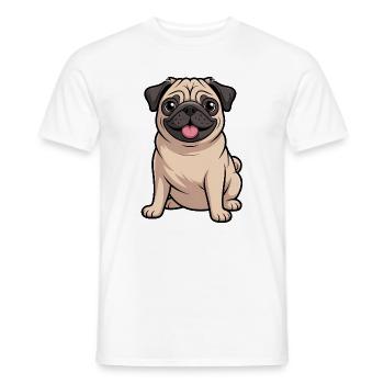 Cartoon Pug Dog Lover - Men's T-Shirt - white - Front - AI Model Male 178 dark (178cm)
