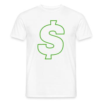 Neon Dollar Outline Design - Men's T-Shirt - white - Front - AI Model Male 178 dark (178cm)
