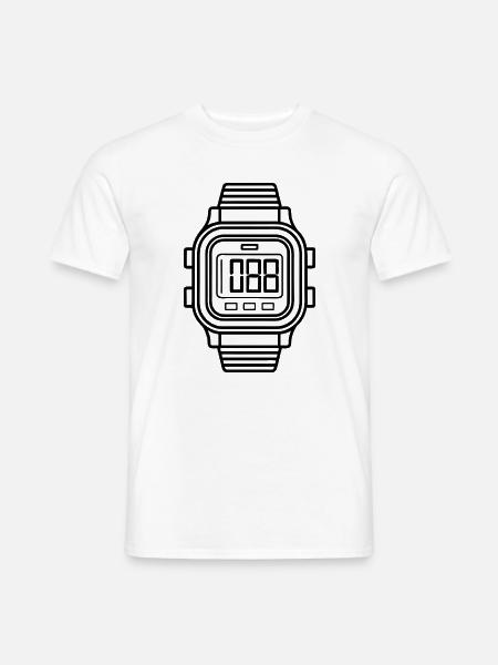 Digitale Armbanduhr - Männer T-Shirt - Weiß