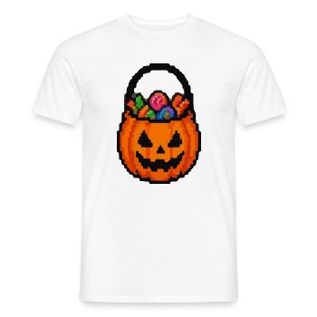 Halloween Kürbis mit Blumenkorb - Männer T-Shirt - Weiß - Vorne - AI Model Male 178 dark (178cm)
