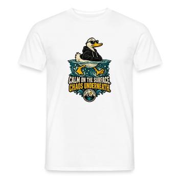 RobVibe Wildclub – Ruhige Oberflächenente - Männer T-Shirt - Weiß - Vorne - AI Model Male 178 dark (178cm)