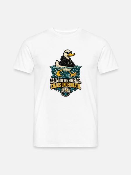 RobVibe Wildclub – Ruhige Oberflächenente - Männer T-Shirt - Weiß