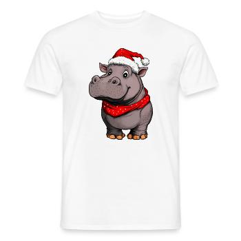 Nilpferde Weihnachten / Weihnachtsmann Hippo - Männer T-Shirt - Weiß - Vorne - AI Model Male 178 dark (178cm)