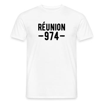 Réunion 974. Cadeau réunionnais - T-shirt homme - blanc - Devant - AI Model Male 178 dark (178cm)
