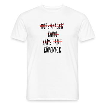 Köpenick - Berlin - Kopenhagen - Kairo - Kapstadt - Männer T-Shirt - Weiß - Vorne - AI Model Male 178 dark (178cm)