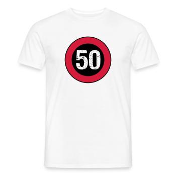 Bouclier 50 anniversaire vintage - T-shirt homme - blanc - Devant - AI Model Male 178 dark (178cm)