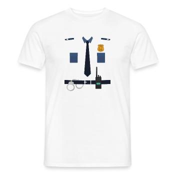 Policeman Police Uniform Kids Carnival Costume - Men's T-Shirt - white - Front - AI Model Male 178 dark (178cm)