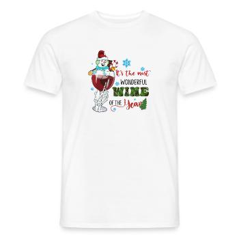 Christmas, wine Christmas, red wine funny wine wine - Men's T-Shirt - white - Front - AI Model Male 178 dark (178cm)