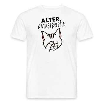 Alter, Katastrophe - Facepalm Katze Kater - Männer T-Shirt - Weiß - Vorne - AI Model Male 178 dark (178cm)