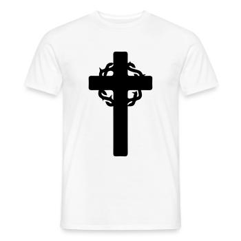 Crown of Thorns Cross - Men's T-Shirt - white - Front - AI Model Male 178 dark (178cm)