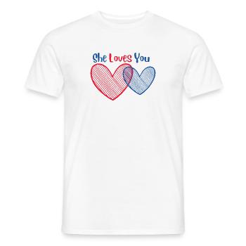 Sie liebt dich - Männer T-Shirt - Weiß - Vorne - AI Model Male 178 dark (178cm)