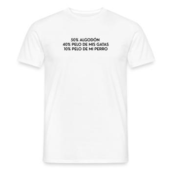 Le coton, les poils de mon chat et les poils de mon chien - T-shirt homme - blanc - Devant - AI Model Male 178 dark (178cm)