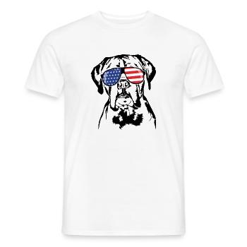 Boxer US Amérique Drapeau Chiens Chien Wilsigns - T-shirt homme - blanc - Devant - AI Model Male 178 dark (178cm)