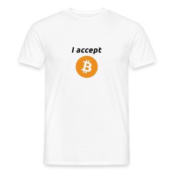 I accept Bitcoins (schwarze Schrift) - Männer T-Shirt - Weiß - Vorne - AI Model Male 178 dark (178cm)