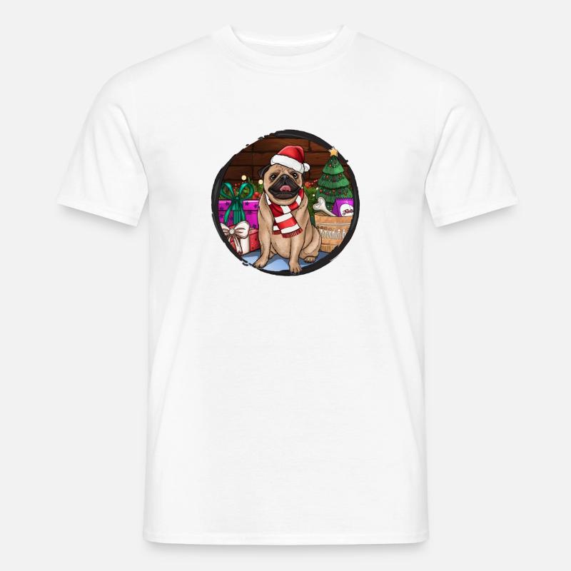 Weihnachts mops - Männer T-Shirt - Weiß