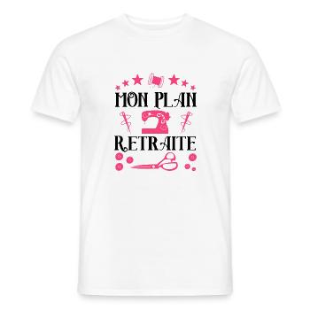 Mon plan retraite couture t shirt couture - T-shirt homme - blanc - Devant - AI Model Male 178 dark (178cm)